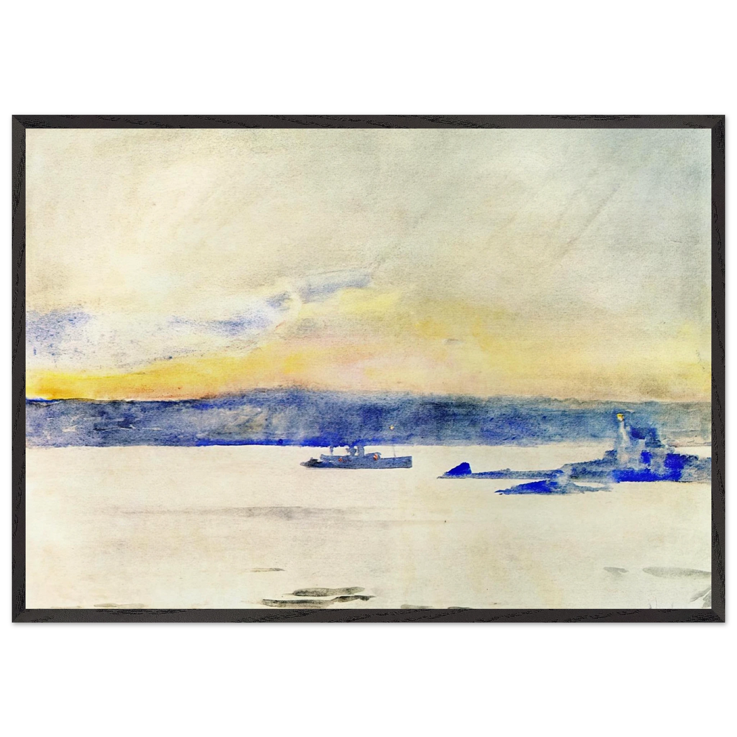 Afterglow Gloucester Harbor aka Ten Pound Island LIght - Childe Hassam 70x100 cm / 28x40 inches Framed Art Print – Black Wooden Frame