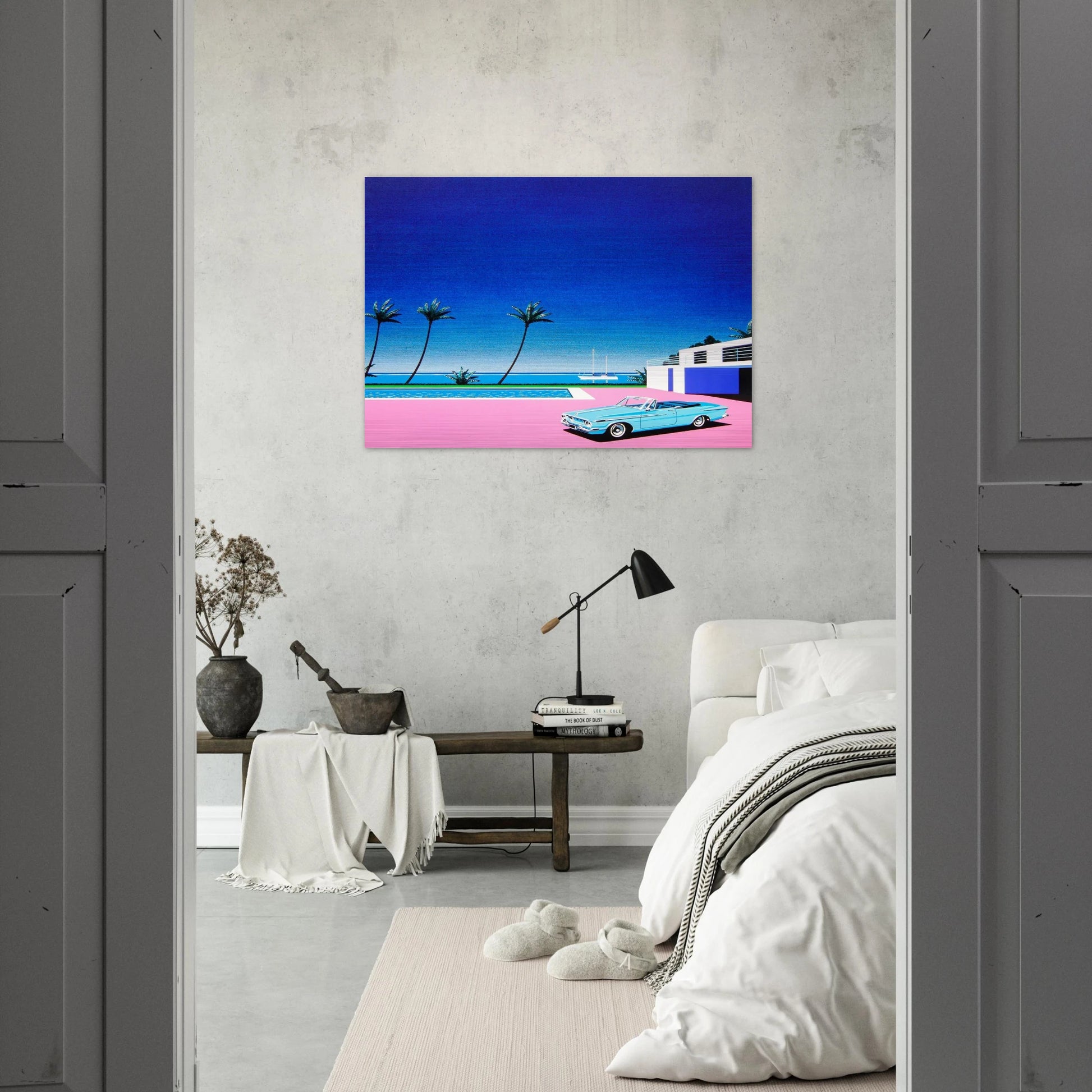 Pink Driveway - Hiroshi Nagai Brushed Aluminum Print - 70x100 cm / 28x40 inches | Hiroshi Nagai Aluminum Print | Hiroshi Nagai Prints