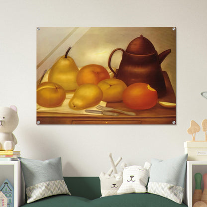 STILL LIFE WITH COFFEE POT - Fernando Botero Acrylic Print - 70x100 cm / 28x40″ inches | Fernando Botero Wall Art | Fernando Botero Prints