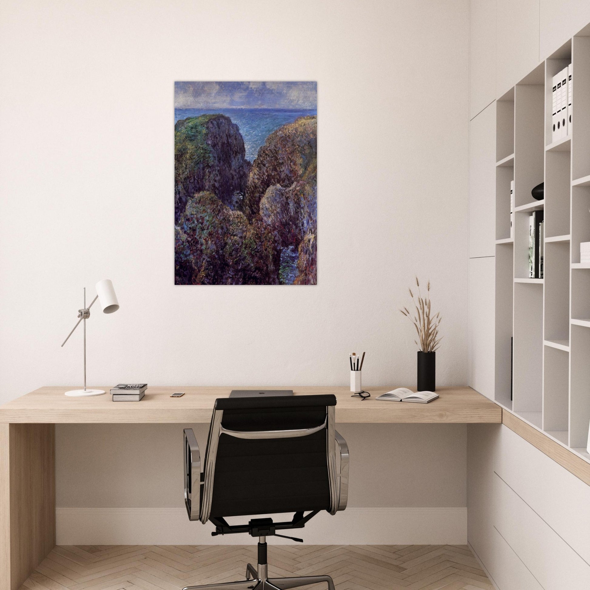 Group of Rocks at Port-Goulphar - claude monet Brushed Aluminum Print - 70x100 cm / 28x40 inches | claude monet Aluminum Print | claude monet Prints