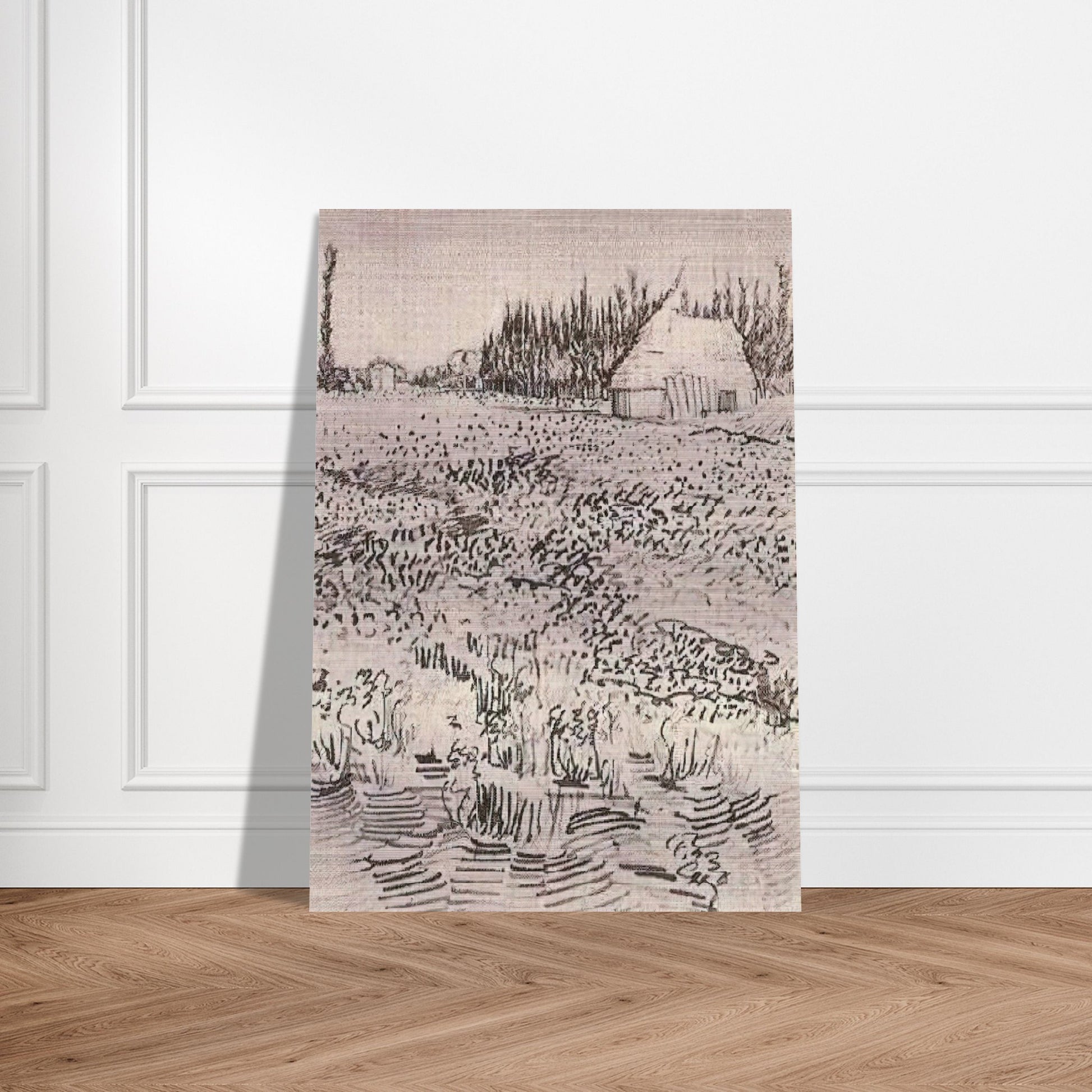 Landscape with Hut in the Camargue - Vincent van Gogh Brushed Aluminum Print - 70x100 cm / 28x40 inches | Vincent van Gogh Aluminum Print | Vincent van Gogh Prints