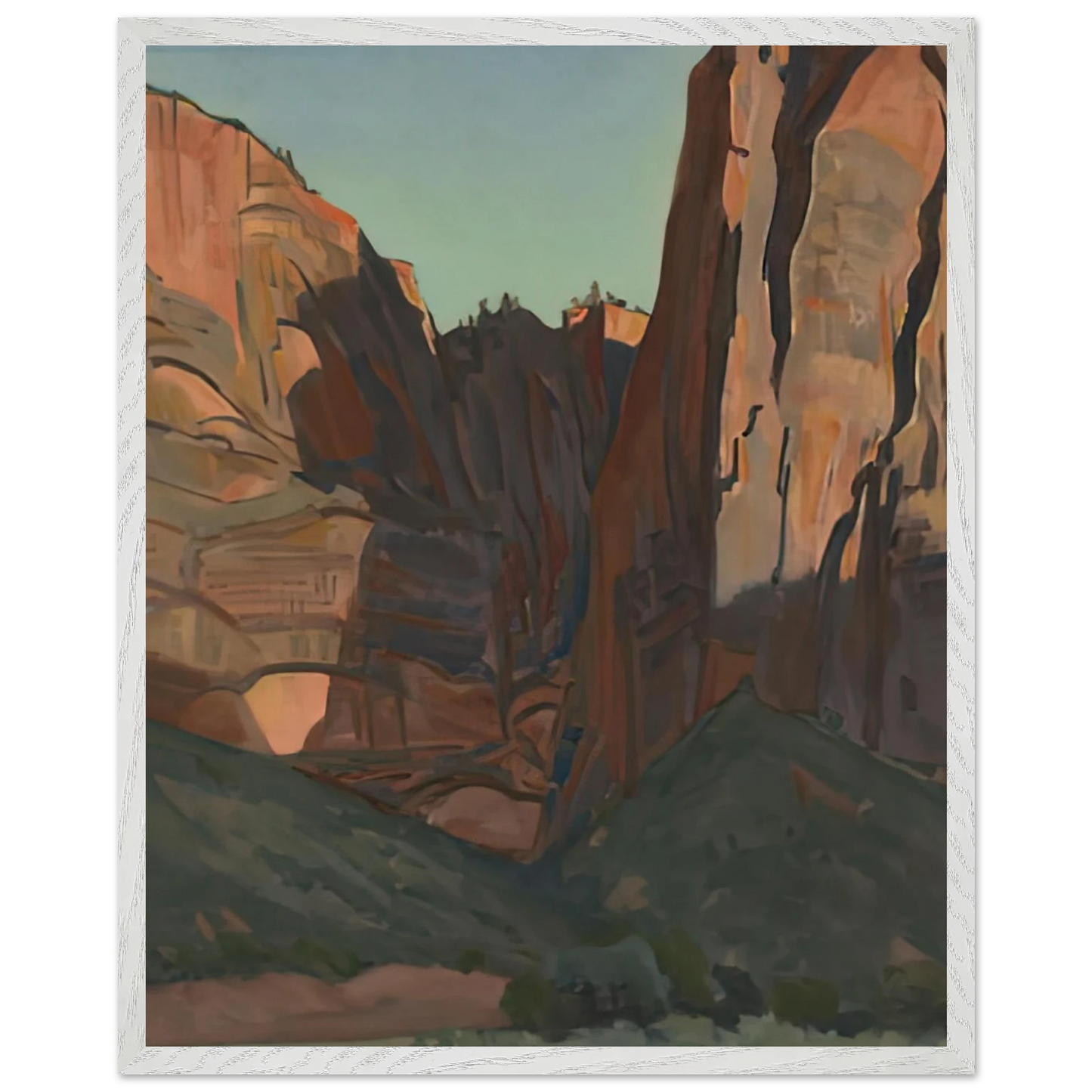 Maynard Dixon - NOTCH IN THE WALL ZION NATIONAL PARK AUGUST 1933 1933 Wall art - 70x100 cm / 28x40 inches - Premium Wooden Framed Poster With Fine Art Paper-canvas - Black frame