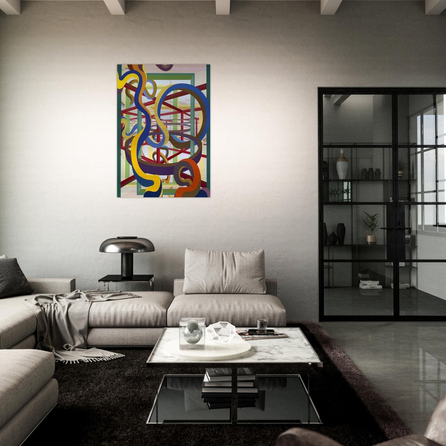 Vorcex IV - Al Held Brushed Aluminum Print - 70x100 cm / 28x40 inches | Al Held Aluminum Print | Al Held Prints