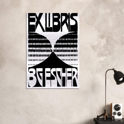 BOOKPLATE B G ESCHER BEER - MC Escher Brushed Aluminum Print - 70x100 cm / 28x40 inches | MC Escher Aluminum Print | MC Escher Prints | Maurits Cornelis Escher Prints