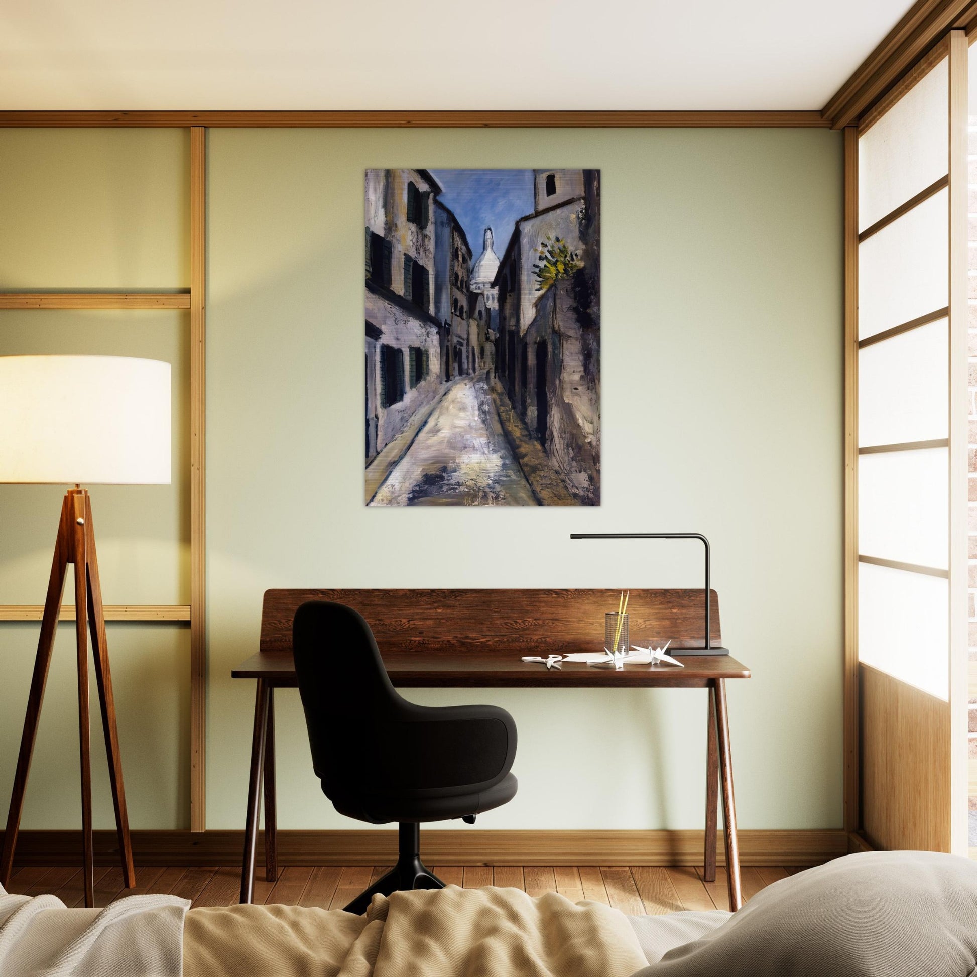 SAINT RUSTIQUE STREET - Maurice Utrillo Brushed Aluminum Print - 70x100 cm / 28x40 inches | Maurice Utrillo Aluminum Print | Maurice Utrillo Prints