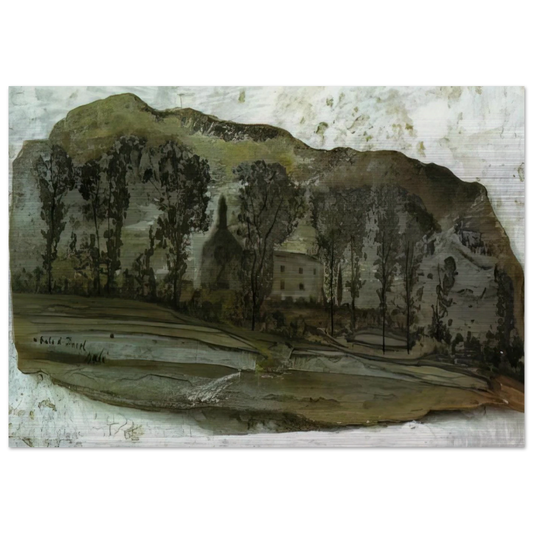 VIEW OF PUBOL - Salvador Dali Brushed Aluminum Print - 70x100 cm / 28x40 inches | Salvador Dali Aluminum Print | Salvador Dali Prints