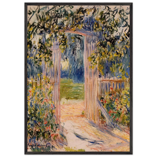 The Garden Gate - claude monet 70x100 cm / 28x40 inches Framed Art Print – Black Wooden Frame