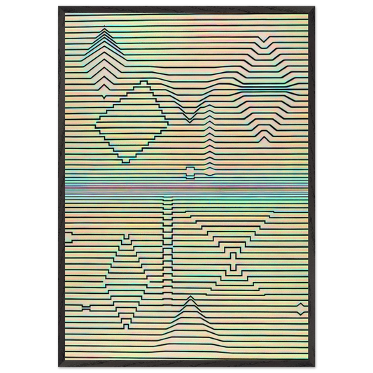 Birth N1 - Victor Vasarely 70x100 cm / 28x40 inches Framed Art Print – Black Wooden Frame