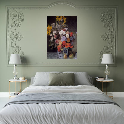 Mixed Flowers In An Earthware Pot - Pierre-Auguste Renoir Brushed Aluminum Print - 70x100 cm / 28x40 inches | Pierre-Auguste Renoir Aluminum Print | Pierre-Auguste Renoir Prints