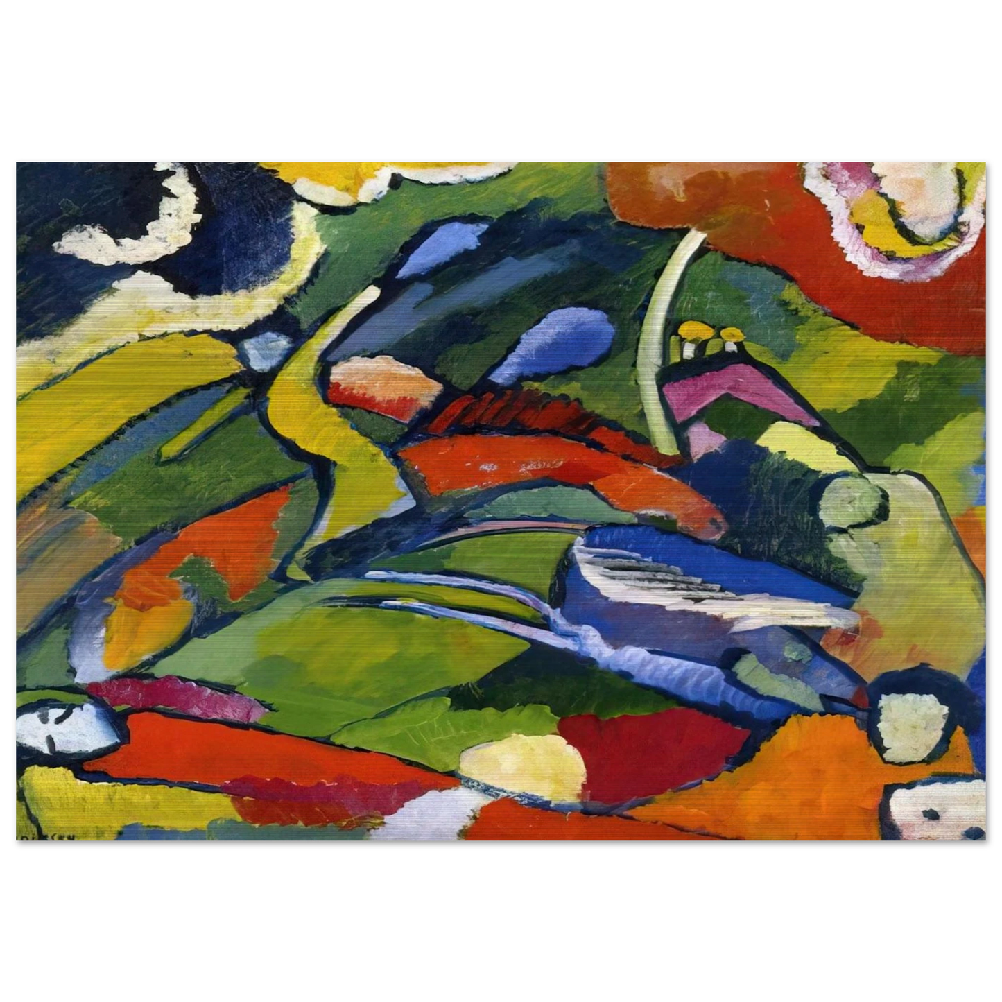 TWO RIDERS AND RECLINING FIGURE - Wassily Kandinsky Brushed Aluminum Print - 70x100 cm / 28x40 inches | Wassily Kandinsky Aluminum Print | Wassily Kandinsky Prints