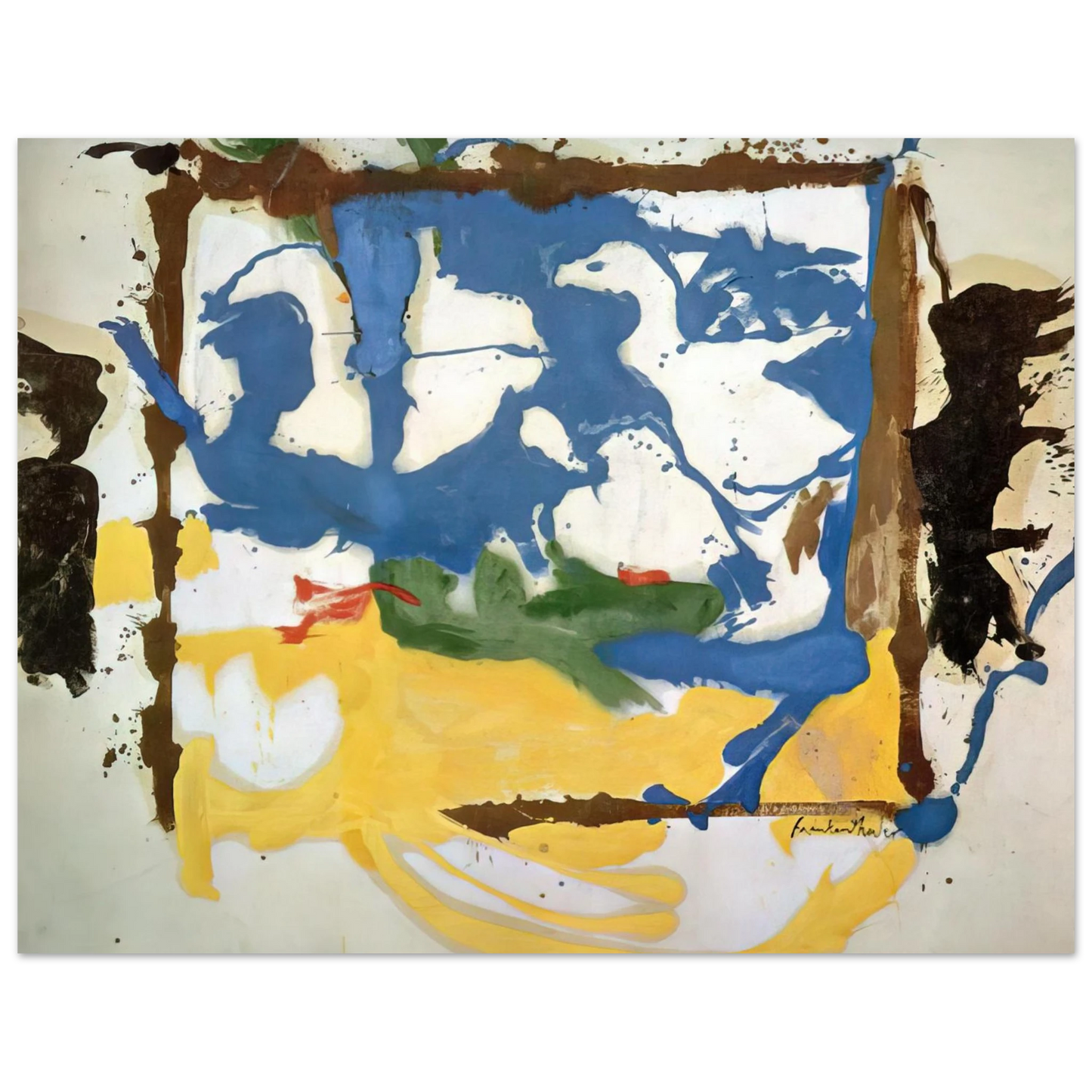 Helen Frankenthaler - Swan Lake #2 - 1961 Wall art - 20x25 cm / 8x10 inches - Premium Wooden Framed Poster With Fine Art Paper-canvas - Black frame