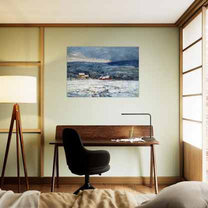 Winter in the Connecticut Hills - Childe Hassam Brushed Aluminum Print - 70x100 cm / 28x40 inches | Childe Hassam Aluminum Print | Childe Hassam Prints