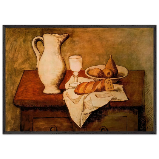 Still life with jug and bread - 1921 - Pablo Picasso 70x100 cm / 28x40 inches Framed Art Print – Black Wooden Frame