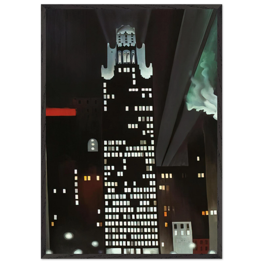Radiator Building - Night New York - Georgia OKeeffe 70x100 cm / 28x40 inches Framed Art Print – Black Wooden Frame