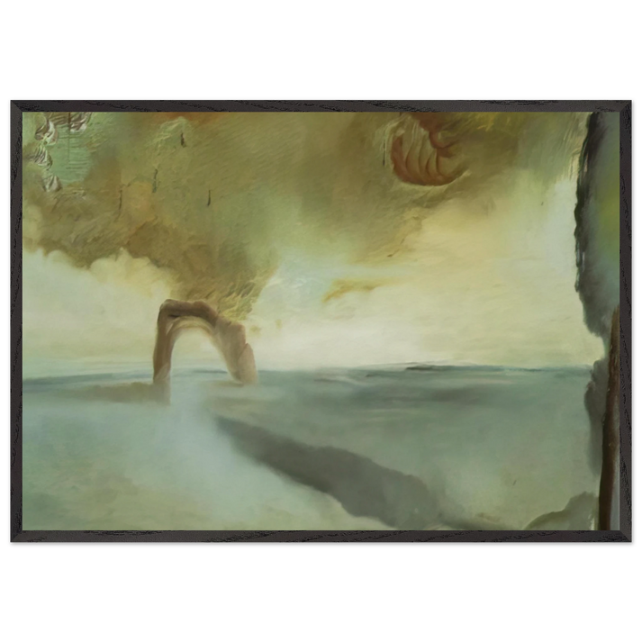LANDSCAPE WITH ROCK IN THE SHAPE OF A TRIUMPHAL ARCH - Salvador Dali 70x100 cm / 28x40 inches Framed Art Print – Black Wooden Frame