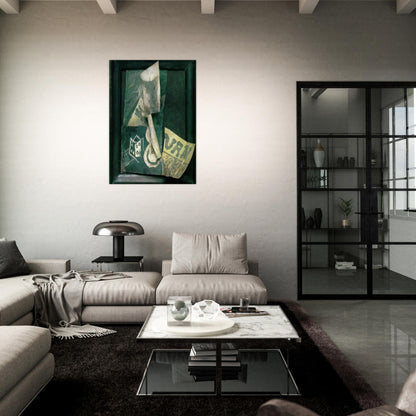 Glass and newspaper - Pablo Picasso Brushed Aluminum Print - 70x100 cm / 28x40 inches | Pablo Picasso Aluminum Print | Pablo Picasso Prints