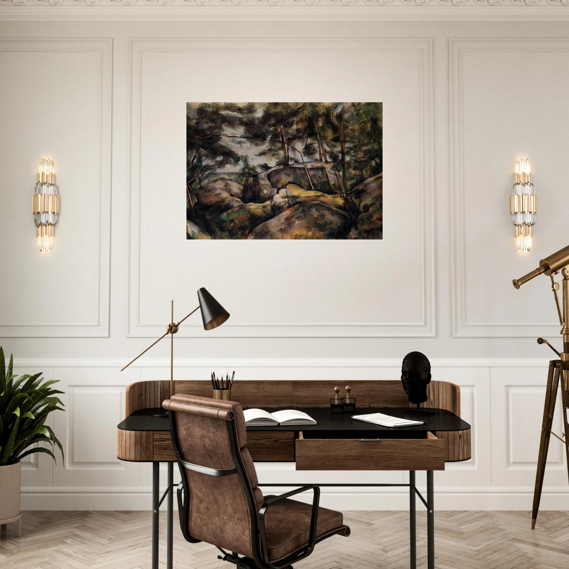 Rocks at Fountainebleau - Paul Cézanne Brushed Aluminum Print - 70x100 cm / 28x40 inches | Paul Cézanne Aluminum Print | Paul Cézanne Prints