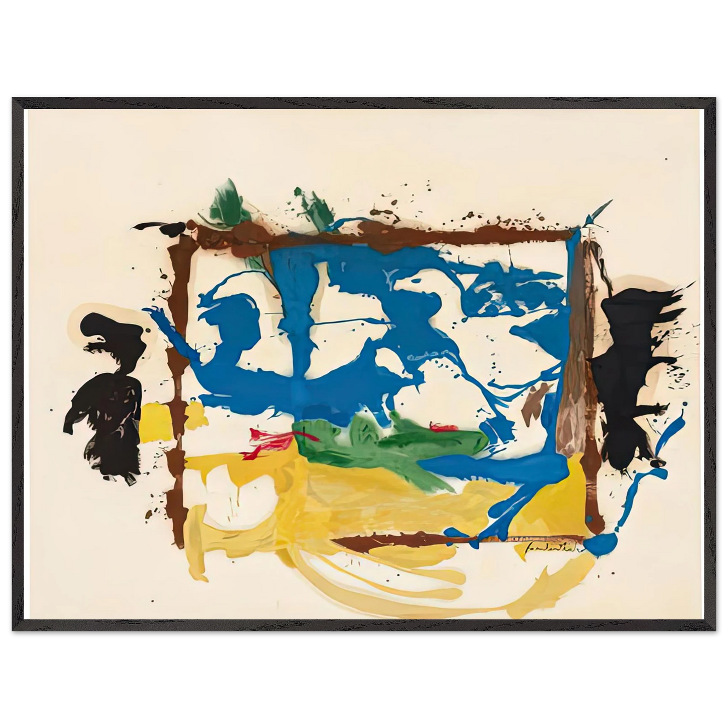 Helen Frankenthaler - Swan Lake I, 1961- Wall Art - 21x29.7 cm / 8x12" - Premium Wooden Framed Poster With Fine Art Paper-canvas - White frame