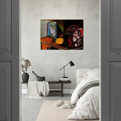 Glass and pitcher - Pablo Picasso Brushed Aluminum Print - 70x100 cm / 28x40 inches | Pablo Picasso Aluminum Print | Pablo Picasso Prints