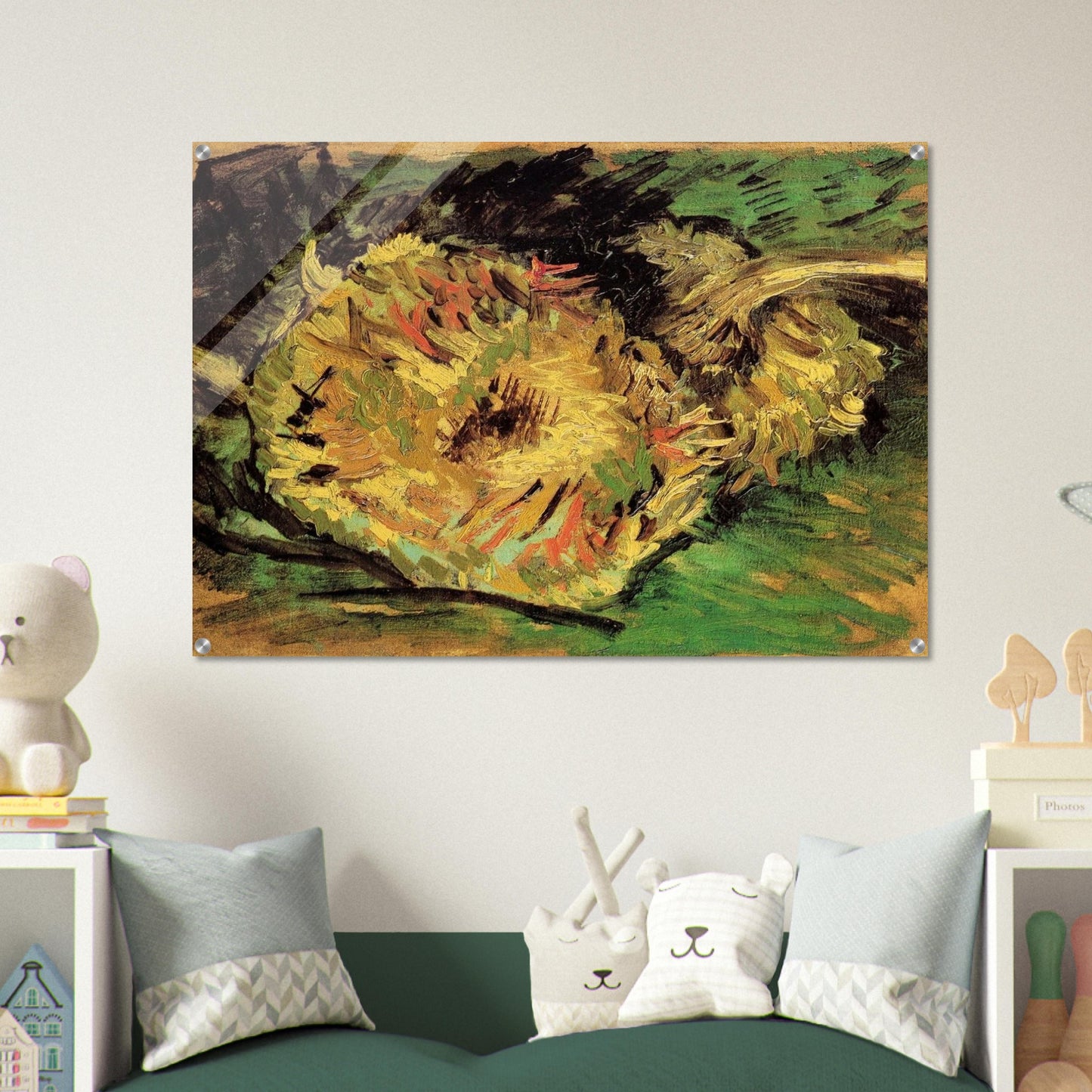 Two Cut Sunflowers - Vincent van Gogh Acrylic Print - 70x100 cm / 28x40″ inches