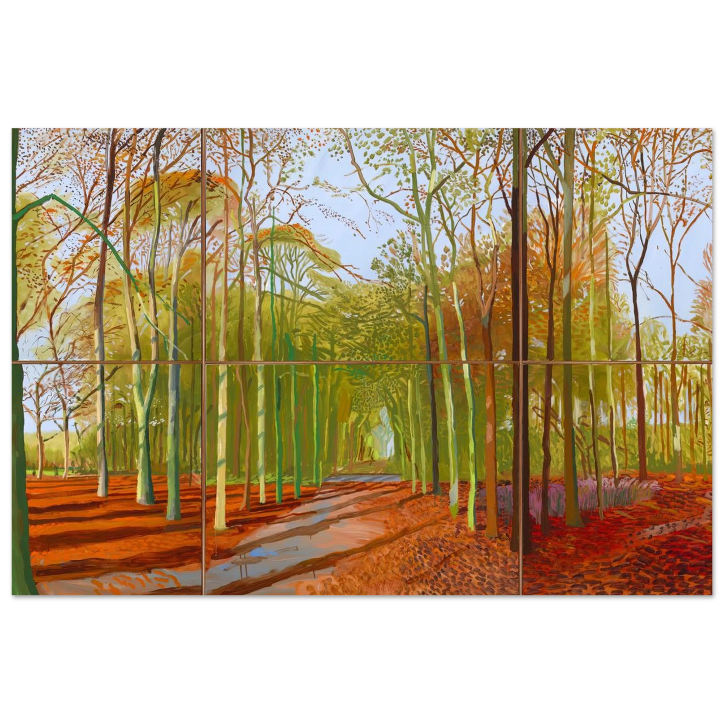 David Hockney - Woldgate Woods, 21, 23 & 29 November 2006 - 15x20 cm / 6x8 inches - Premium Wooden Framed Poster With Fine Art Paper-canvas - White frame