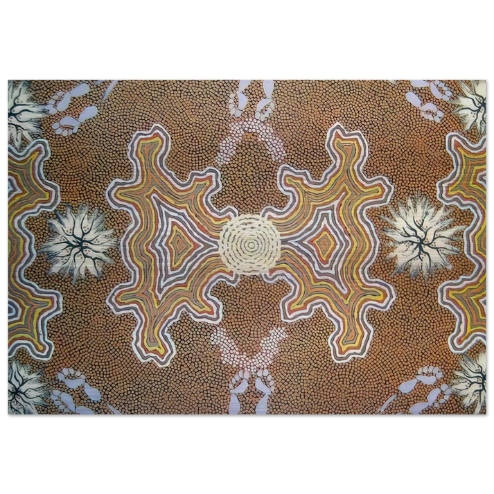Men's Dreaming - 1994 - Clifford Possum Tjapaltjarri Brushed Aluminum Print - 70x100 cm / 28x40 inches | Clifford Possum Tjapaltjarri Aluminum Print | Clifford Possum Tjapaltjarri Prints