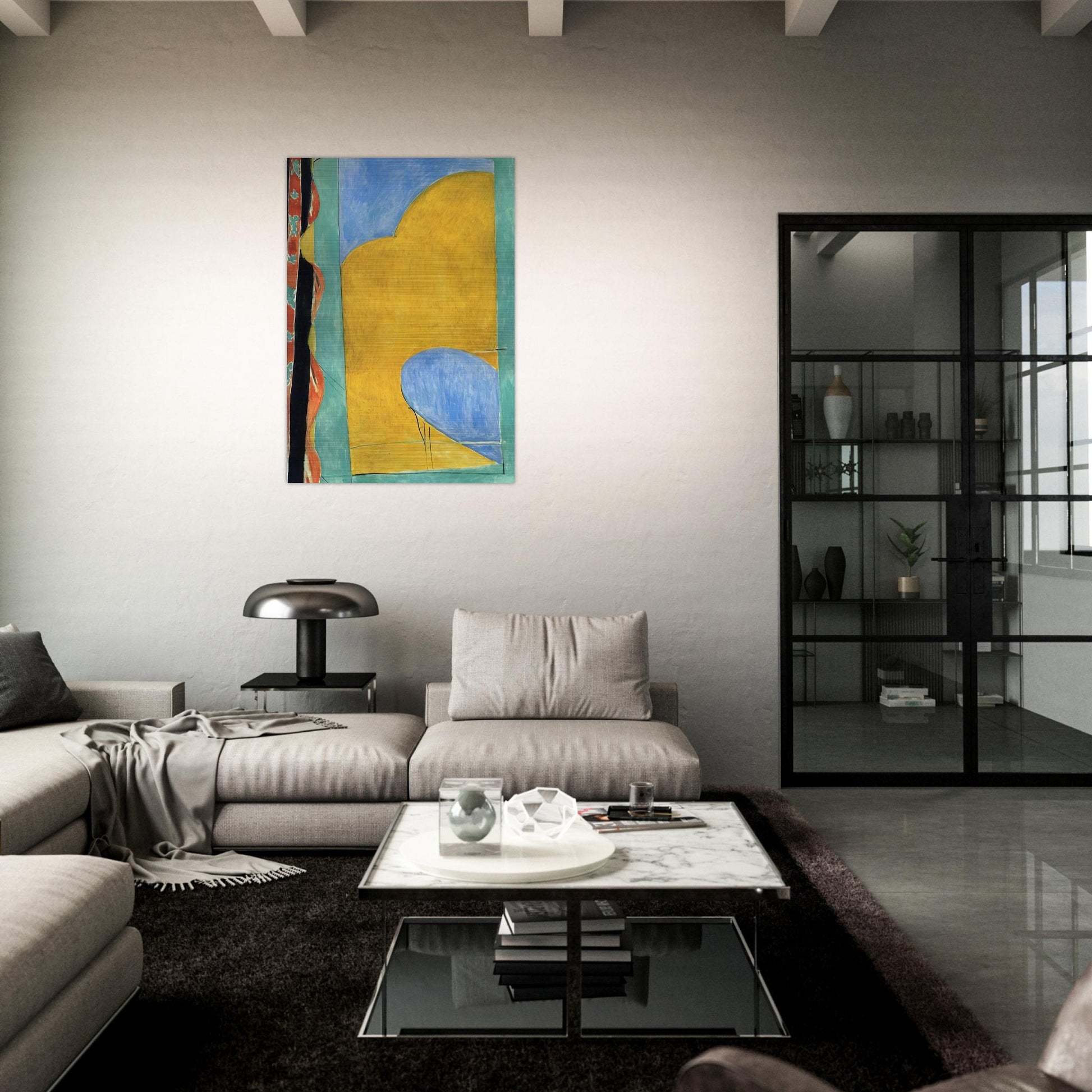 THE YELLOW CURTAIN - Henri Matisse Brushed Aluminum Print - 70x100 cm / 28x40 inches | Henri Matisse Aluminum Print | Henri Matisse Prints