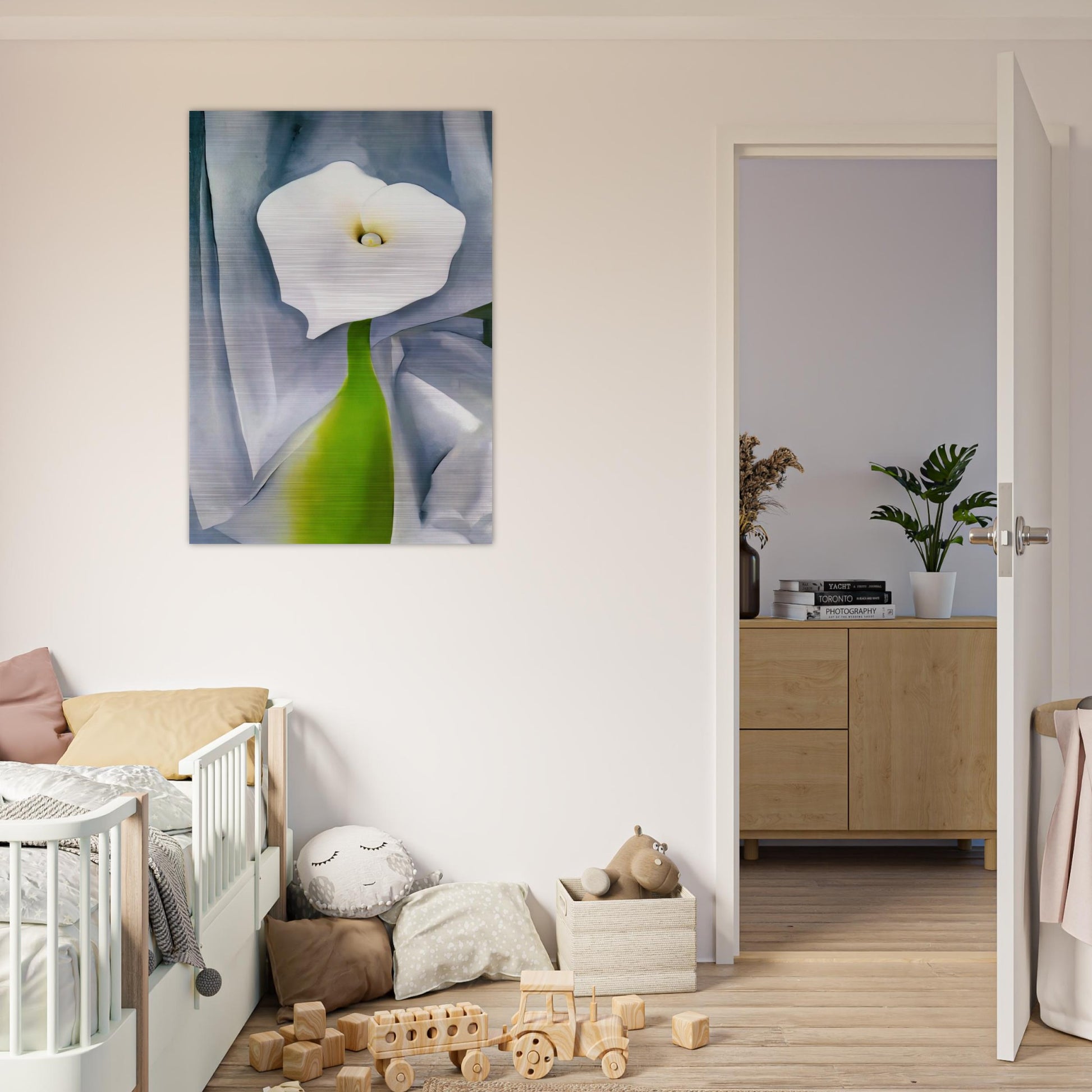 Calla Lily on Grey - Georgia O'Keeffe Brushed Aluminum Print - 70x100 cm / 28x40 inches | Georgia O'Keeffe Aluminum Print | Georgia O'Keeffe Prints