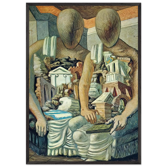 THE ARCHAEOLOGISTS 1927 - Giorgio de Chirico 70x100 cm / 28x40 inches Framed Art Print – Black Wooden Frame