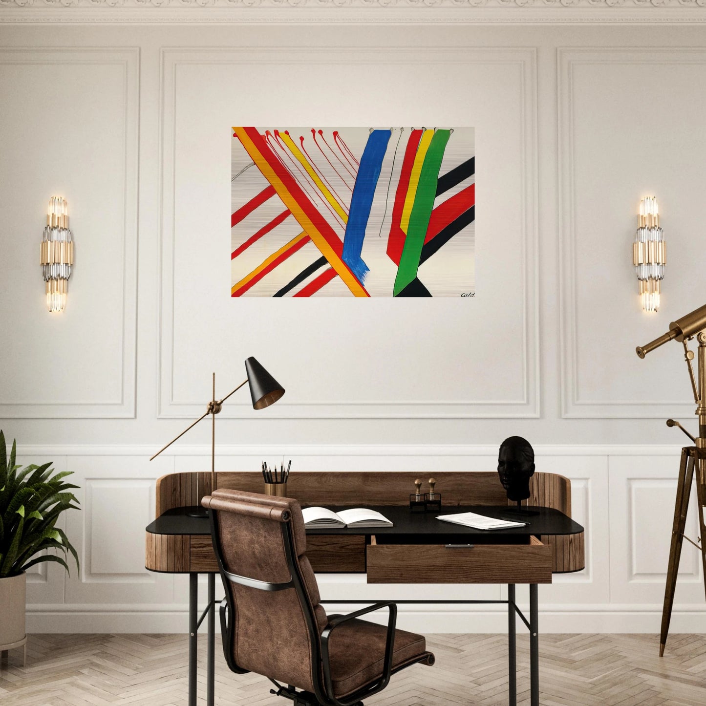 THE GREEN STRIPE 1963 - Alexander Calder Brushed Aluminum Print - 70x100 cm / 28x40 inches | Alexander Calder Aluminum Print | Alexander Calder Prints