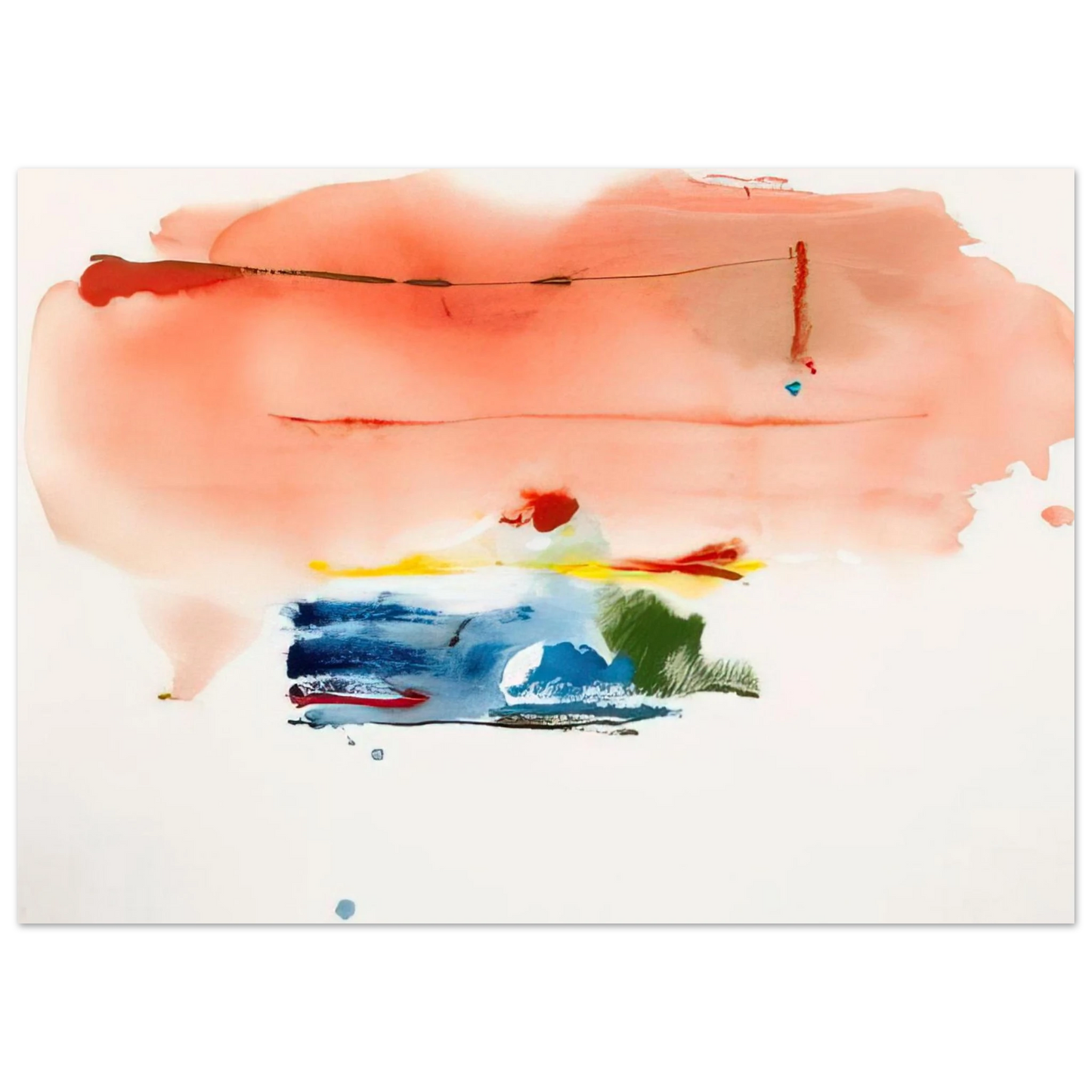 Helen Frankenthaler - Santa Fe II - 1986 Wall art - 13x18 cm / 5x7 inches - Premium Wooden Framed Poster With Fine Art Paper-canvas - White frame