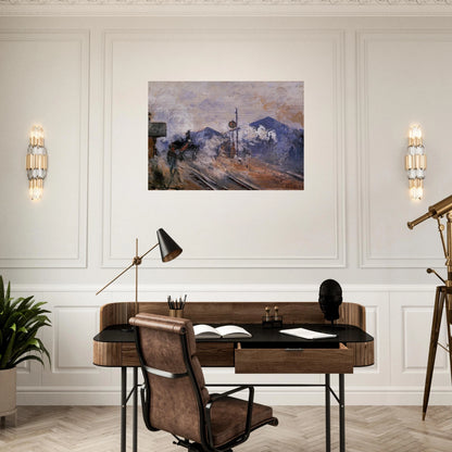 Saint-Lazare Station, Track Coming out - claude monet Brushed Aluminum Print - 70x100 cm / 28x40 inches | claude monet Aluminum Print | claude monet Prints