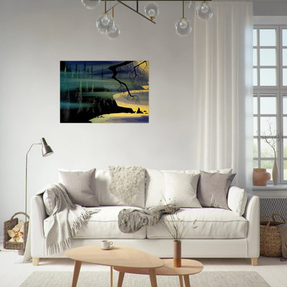 Blue Mist - Eyvind Earle Brushed Aluminum Print - 70x100 cm / 28x40 inches | Eyvind Earle Aluminum Print | Eyvind Earle Prints