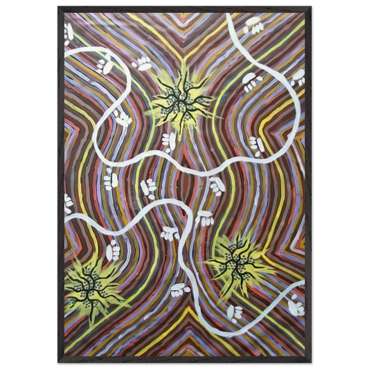 Possum Country - 1995 - Clifford Possum Tjapaltjarri 70x100 cm / 28x40 inches Framed Art Print – Black Wooden Frame