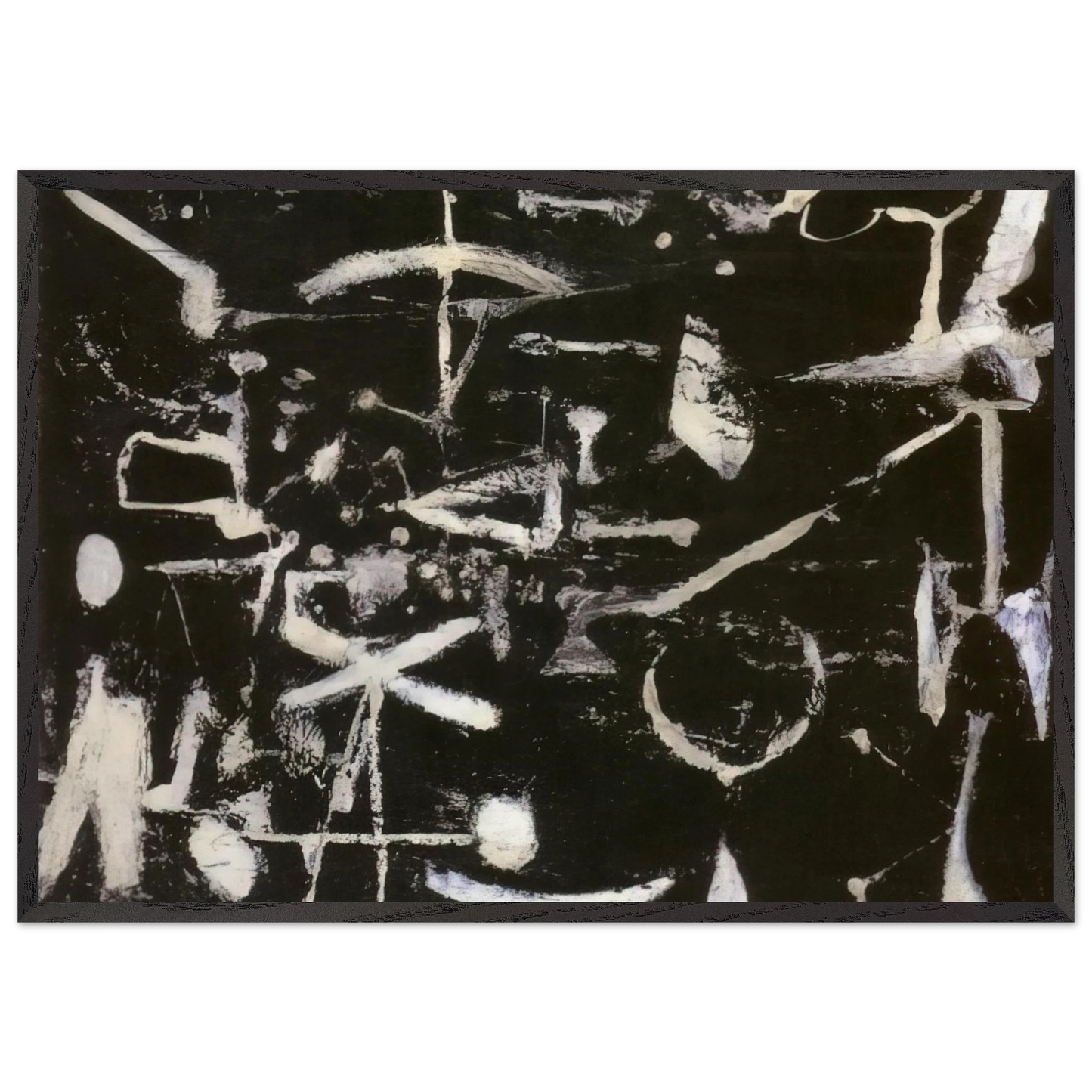 Untitled - Art Informel N2 - Jiro Yoshihara 70x100 cm / 28x40 inches Framed Art Print – Black Wooden Frame