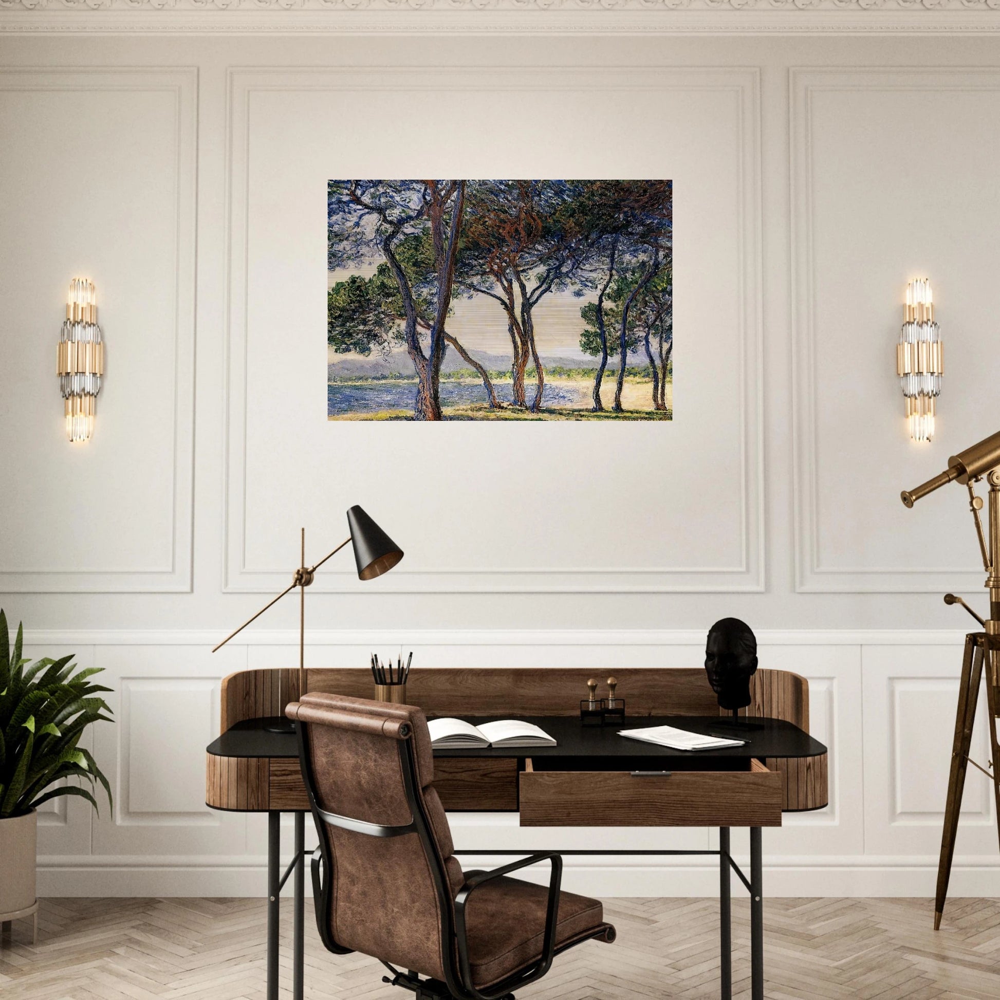 Trees by the Seashore at Antibes - claude monet Brushed Aluminum Print - 70x100 cm / 28x40 inches | claude monet Aluminum Print | claude monet Prints