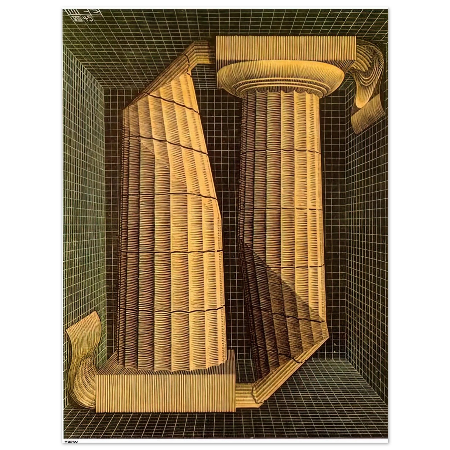 MC Escher - DORIC COLUMNS Wall Art - 21x29.7 cm / 8x12" - Fine Art Poster-canvas - -