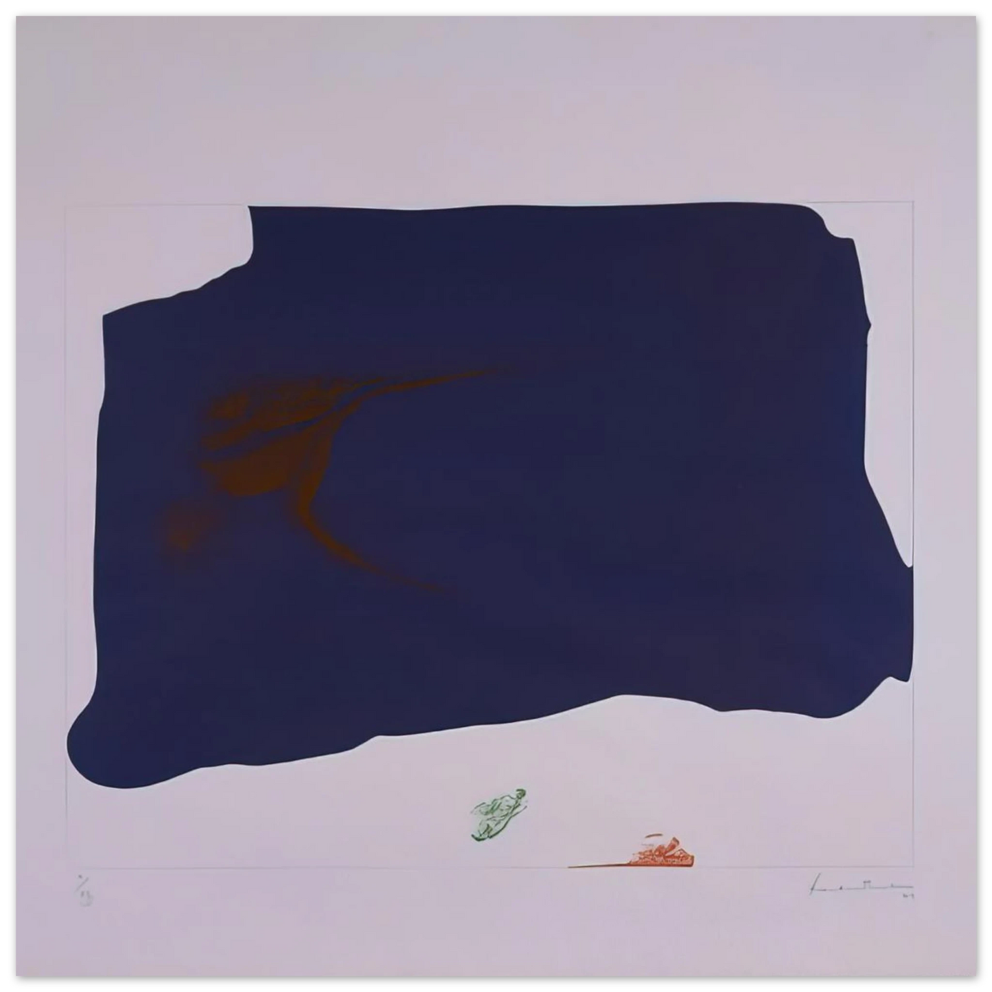 Helen Frankenthaler - Variation II on Mauve Corner - 1969 Wall art - 45x60 cm / 18x24 inches - Premium Wooden Framed Poster With Fine Art Paper-canvas - Black frame