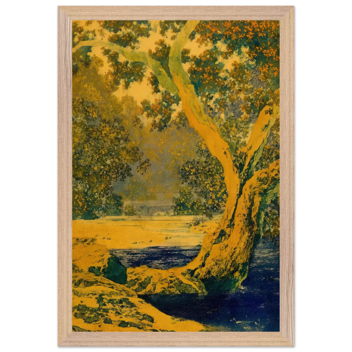 Maxfield Parrish - Study for Autumn Brook Wall Art - 60x80 cm / 24x32 inches - Premium Wooden Framed Poster With Fine Art Paper - Wood frame