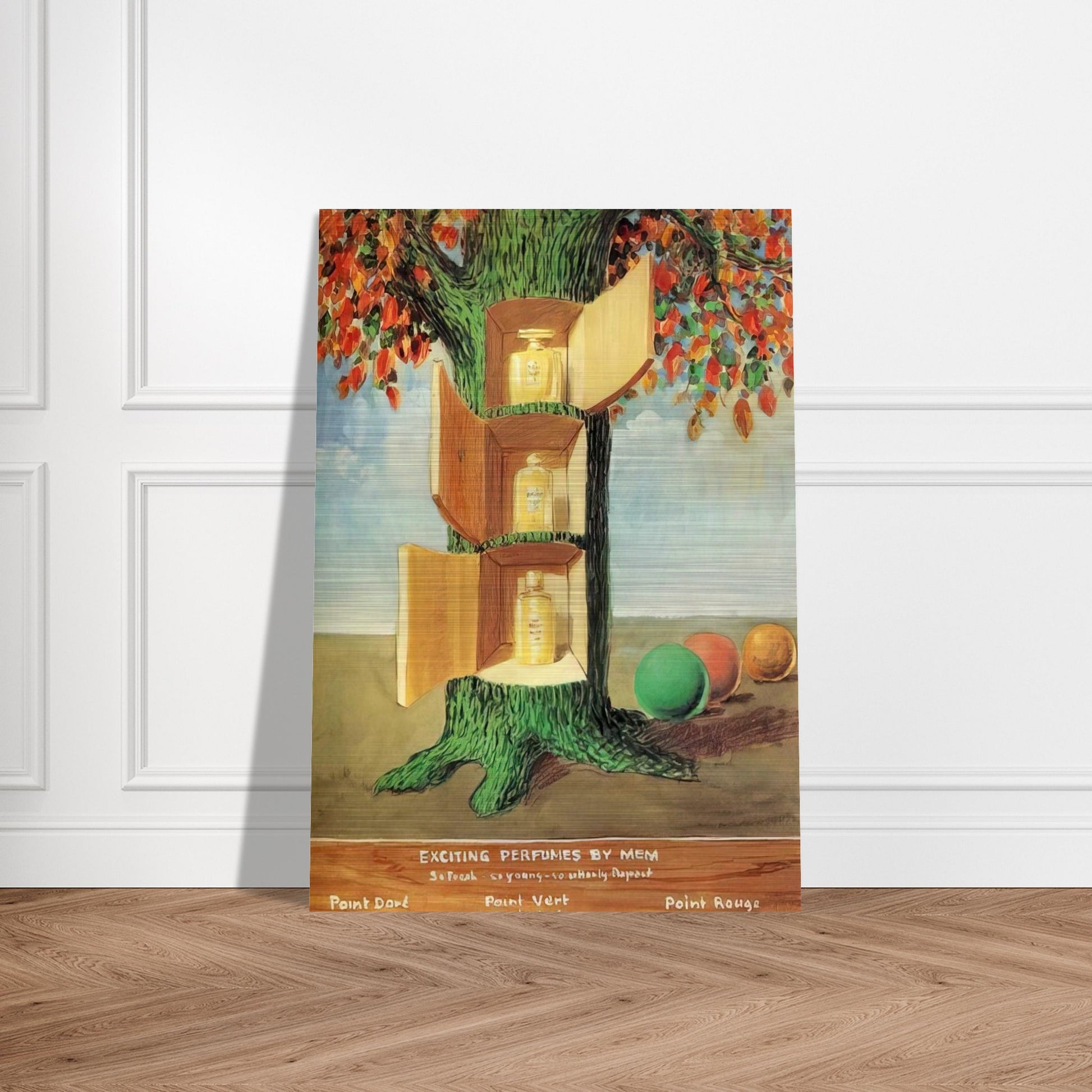 POSTER EXCITING PERFUMES BY MEM 1946 - Rene Magritte Brushed Aluminum Print - 70x100 cm / 28x40 inches | Rene Magritte Aluminum Print | Rene Magritte Prints