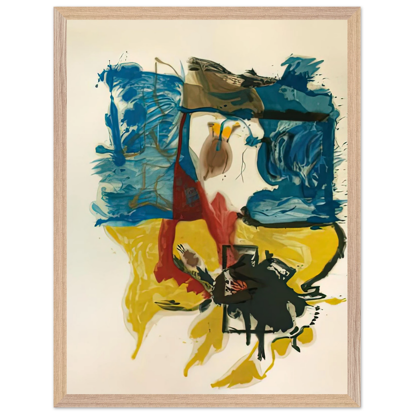 Helen Frankenthaler - Beach Scene, 1961- Wall Art - 60x80 cm / 24x32 inches - Premium Wooden Framed Poster With Fine Art Paper-canvas - White frame