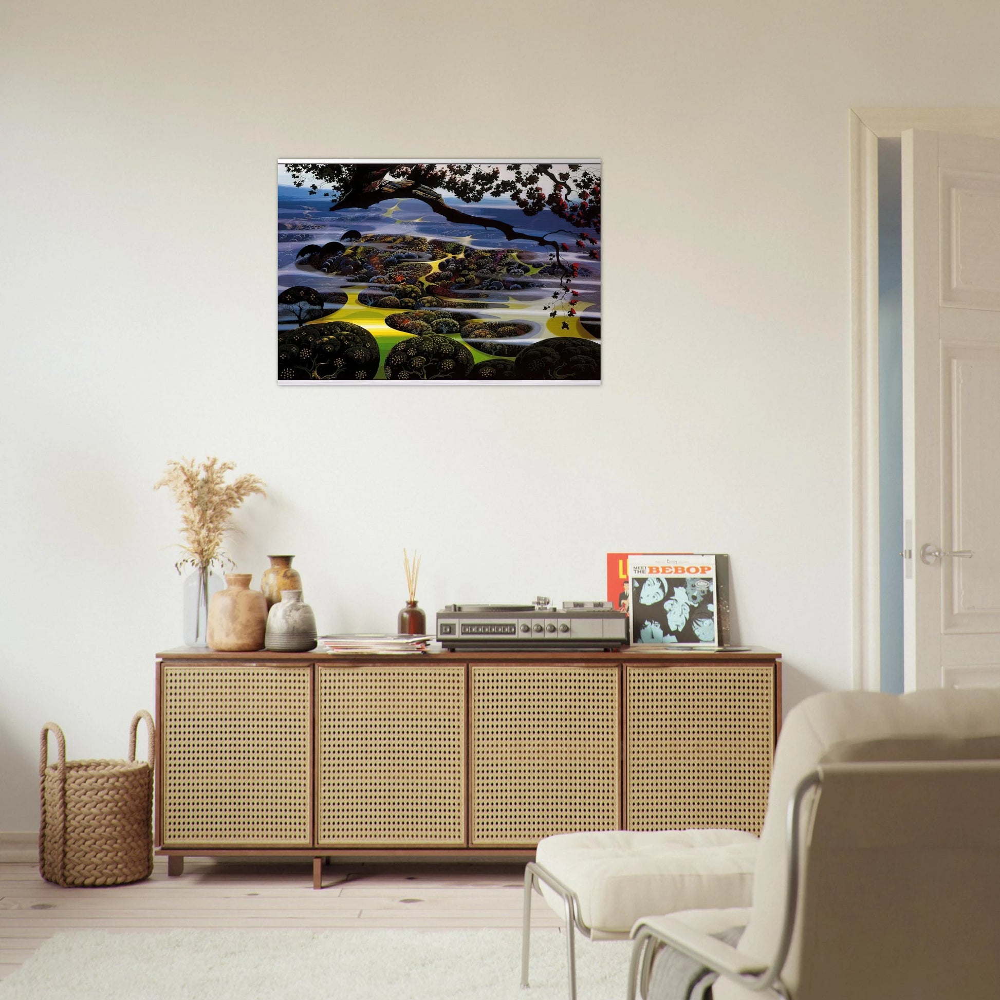 Mystic Mountain - Eyvind Earle Brushed Aluminum Print - 70x100 cm / 28x40 inches | Eyvind Earle Aluminum Print | Eyvind Earle Prints