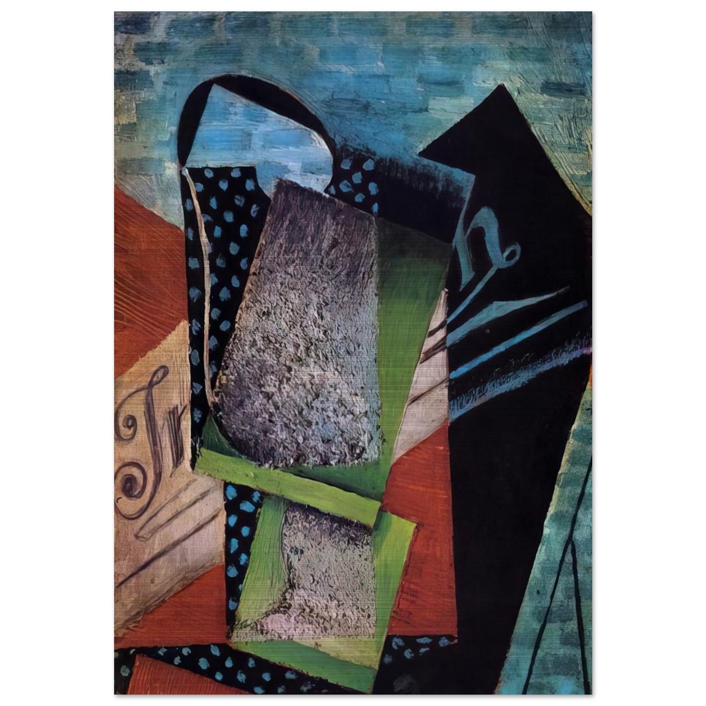 STILL LIFE DEDICATED TO ANDRE SALMON 1915 - Juan Gris Brushed Aluminum Print - 70x100 cm / 28x40 inches | Juan Gris Aluminum Print | Juan Gris Prints