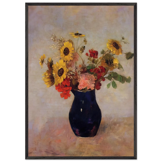 VASE OF FLOWERS N1 - Odilon Redon 70x100 cm / 28x40 inches Framed Art Print – Black Wooden Frame