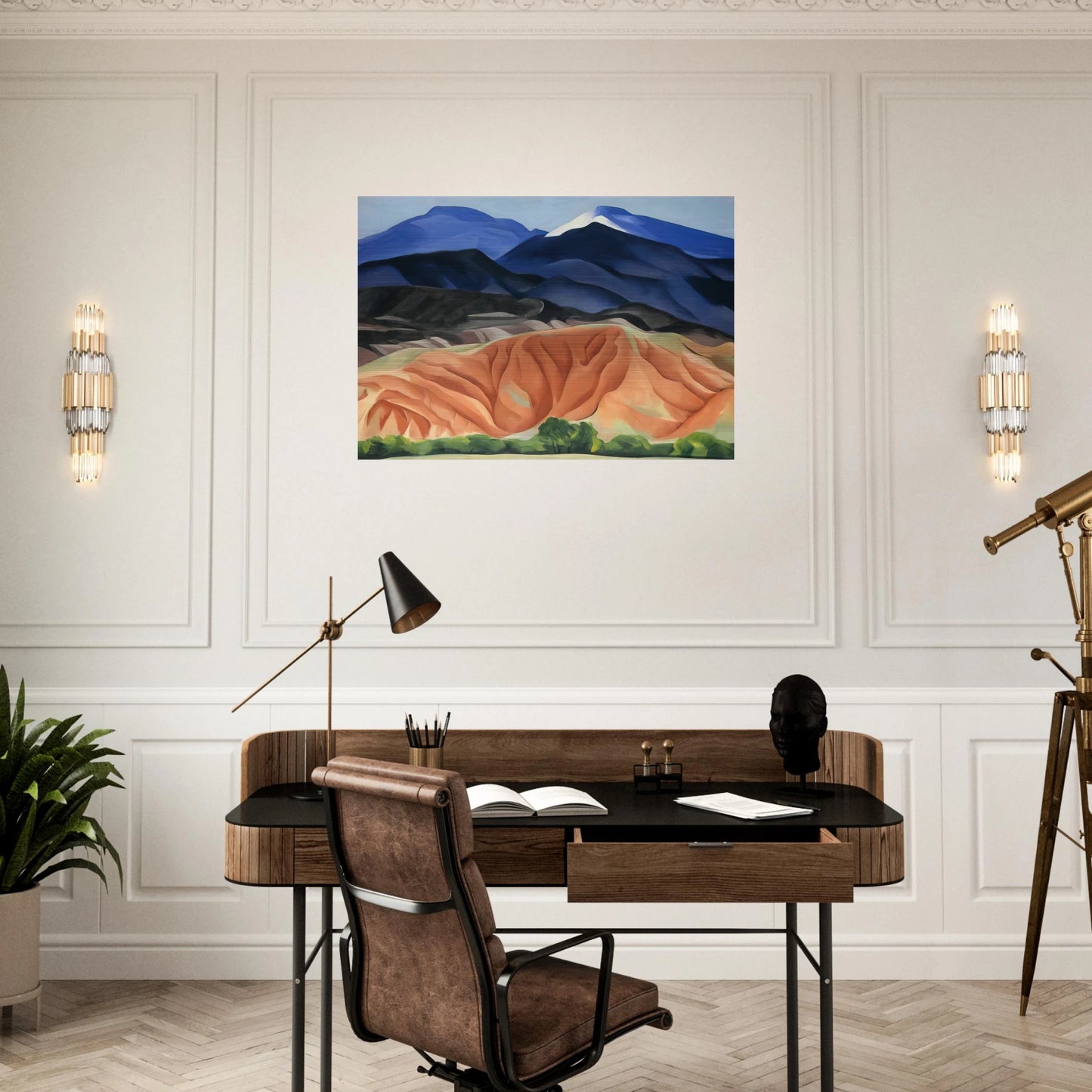 Black Mesa Landscape, New Mexico - Out Back of Mary`s II - Georgia O'Keeffe Brushed Aluminum Print - 70x100 cm / 28x40 inches | Georgia O'Keeffe Aluminum Print | Georgia O'Keeffe Prints