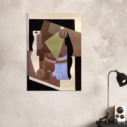 STILL LIFE WITH LAMP 1919 - Juan Gris Brushed Aluminum Print - 70x100 cm / 28x40 inches | Juan Gris Aluminum Print | Juan Gris Prints