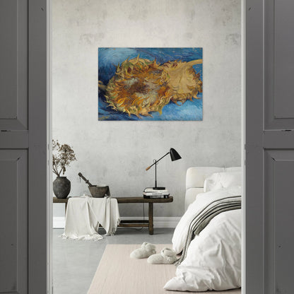 Still Life with Two Sunflowers - Vincent van Gogh Brushed Aluminum Print - 70x100 cm / 28x40 inches | Vincent van Gogh Aluminum Print | Vincent van Gogh Prints