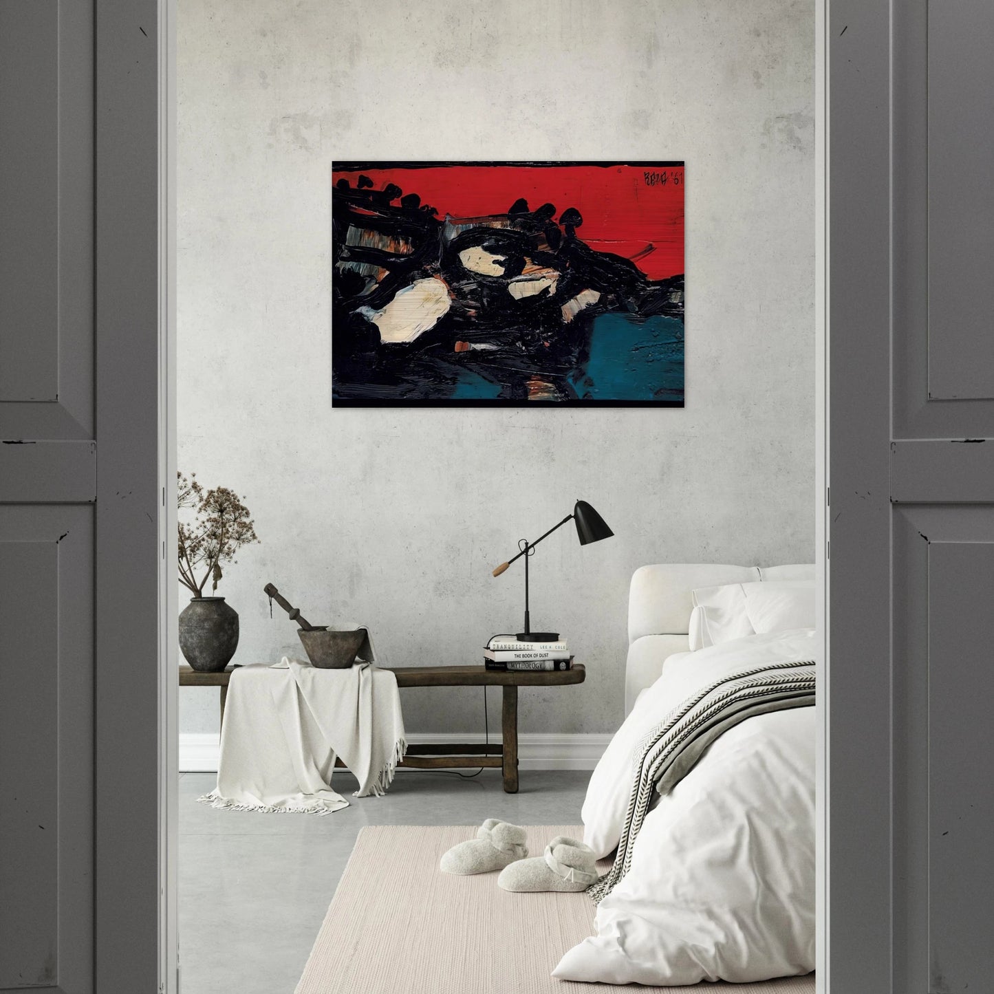Ciel Rouge Sur Le Lac - 1961 - S. H. Raza Brushed Aluminum Print - 70x100 cm / 28x40 inches | S. H. Raza Aluminum Print | S. H. Raza Prints