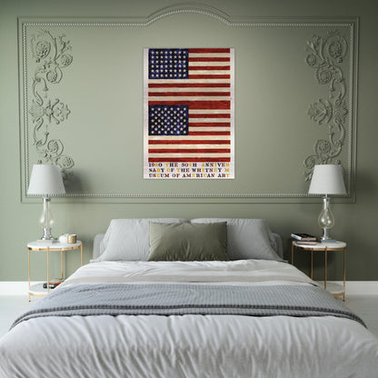 TWO FLAGS WHITNEY ANNIVERSARY ULAE 207 1980 - Jasper Johns Brushed Aluminum Print - 70x100 cm / 28x40 inches | Jasper Johns Aluminum Print | Jasper Johns Prints