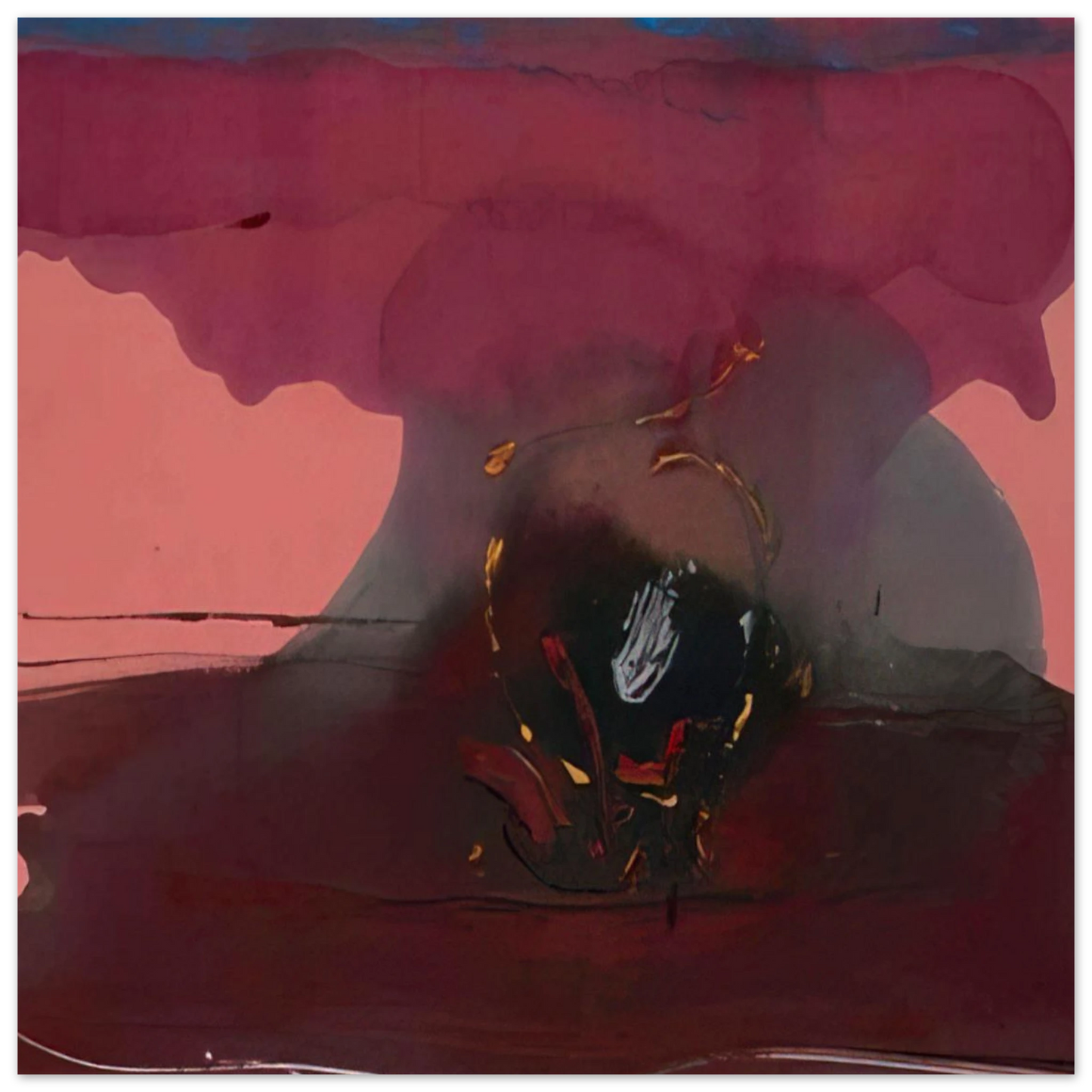 Helen Frankenthaler - Harbinger - 1986 Wall art - 30x30 cm / 12x12 inches - Premium Wooden Framed Poster With Fine Art Paper-canvas - Black frame